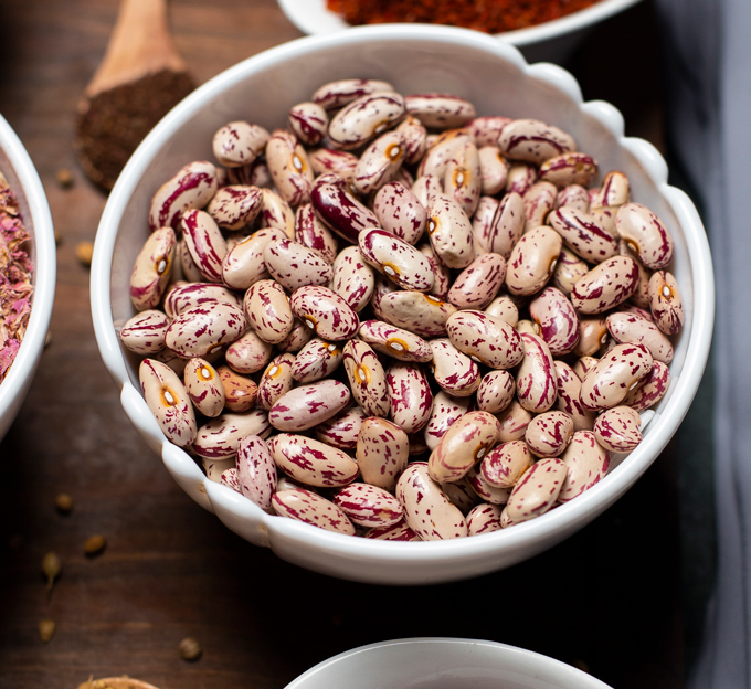 sugar beans in white bowl